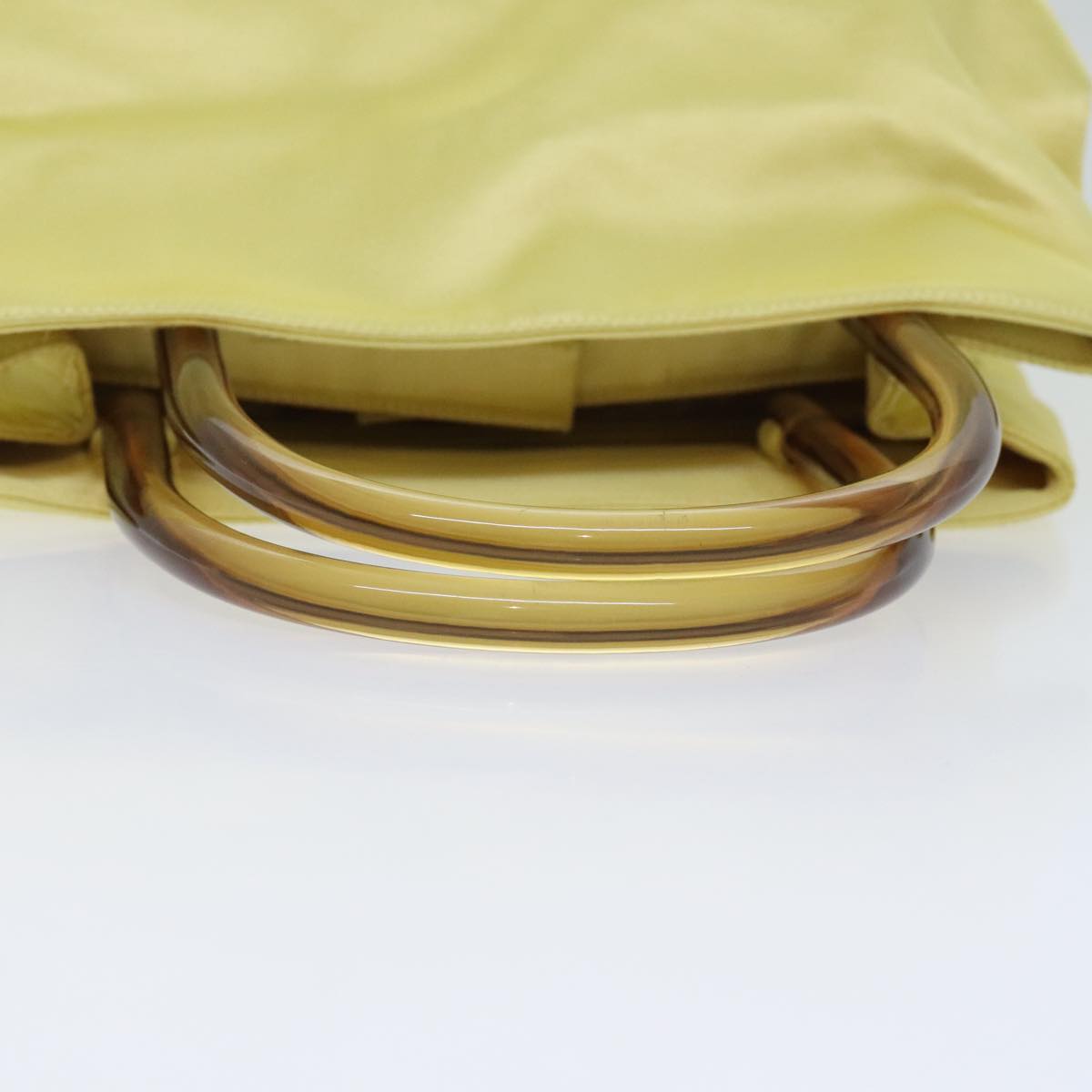 PRADA Hand Bag Satin Yellow Silver Auth 94612