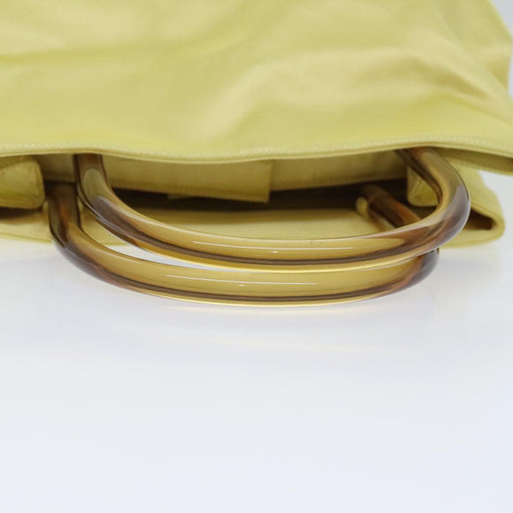 PRADA Hand Bag Satin Yellow Silver Auth 94612