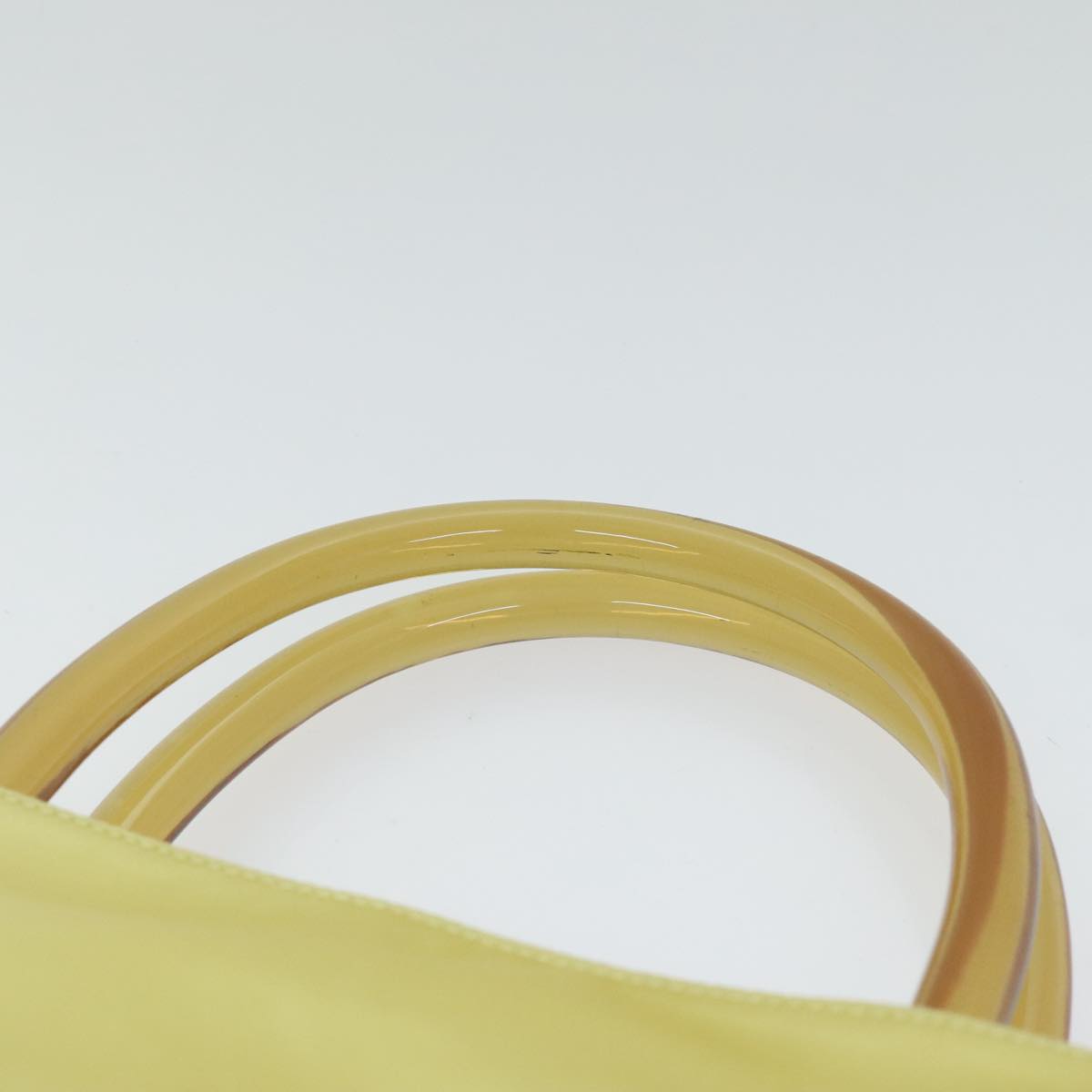 PRADA Hand Bag Satin Yellow Silver Auth 94612