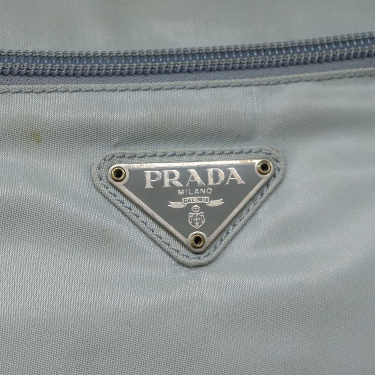 PRADA Shoulder Bag Nylon Light Blue Silver Auth 94616