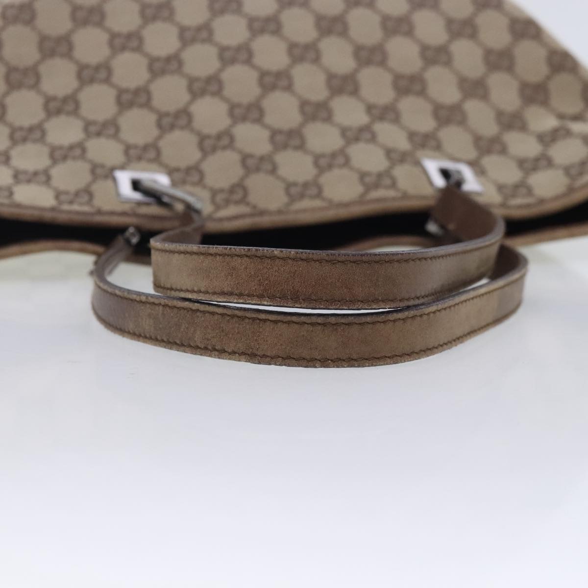 GUCCI GG Canvas Shoulder Bag Beige Silver 31243 Auth 94636