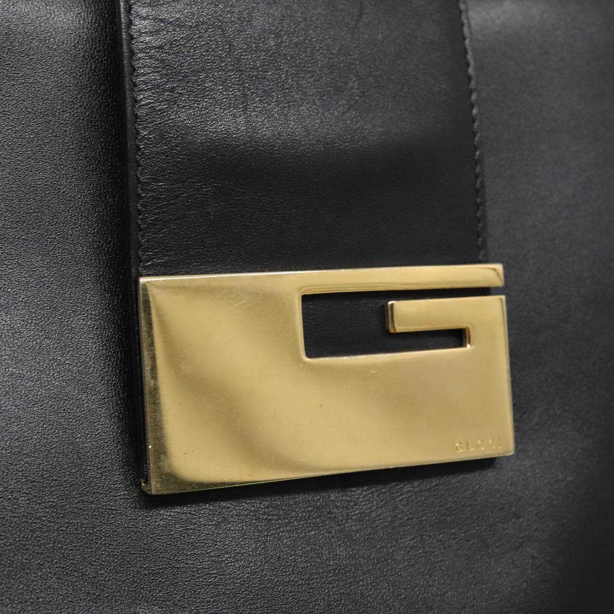 GUCCI Shoulder Bag Leather Black Gold 002 0347 Auth 94638