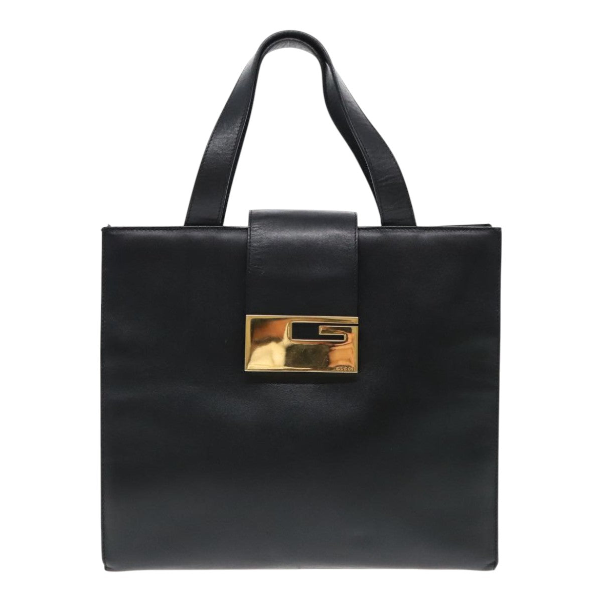 GUCCI Shoulder Bag Leather Black Gold 002 0347 Auth 94638