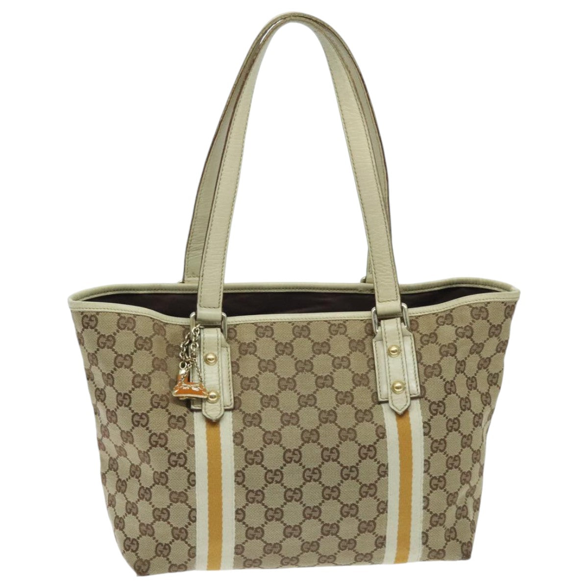 GUCCI GG Canvas Sherry Line Shoulder Bag Beige Gold yellow 137396 Auth 94655