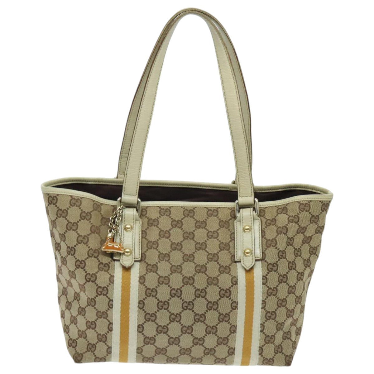 GUCCI GG Canvas Sherry Line Shoulder Bag Beige Gold yellow 137396 Auth 94655