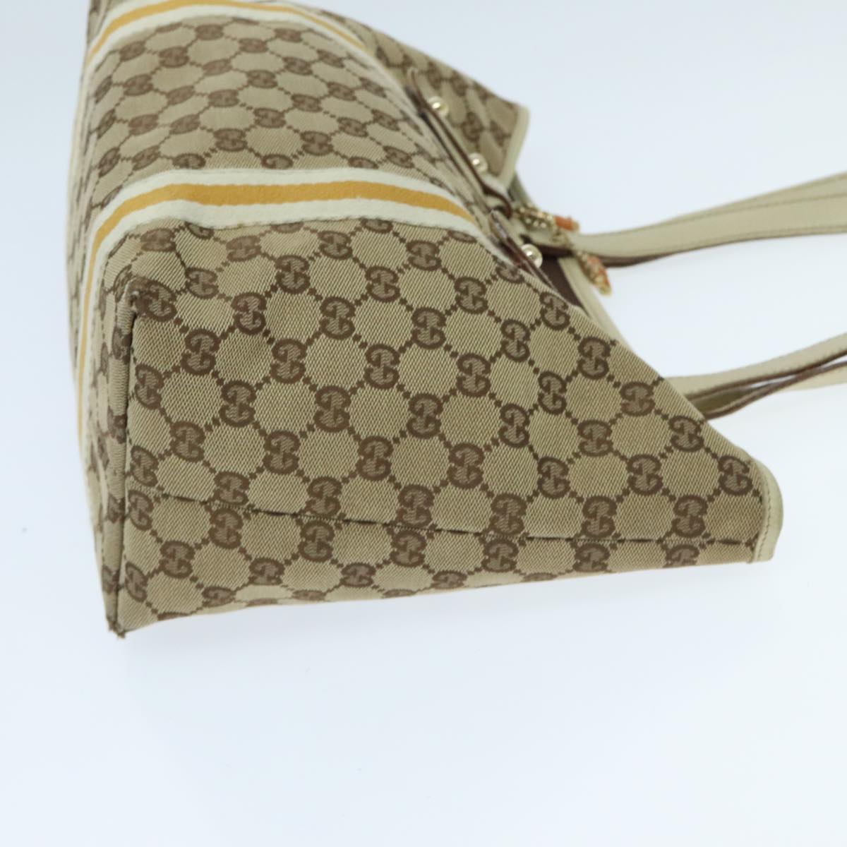 GUCCI GG Canvas Sherry Line Shoulder Bag Beige Gold yellow 137396 Auth 94655