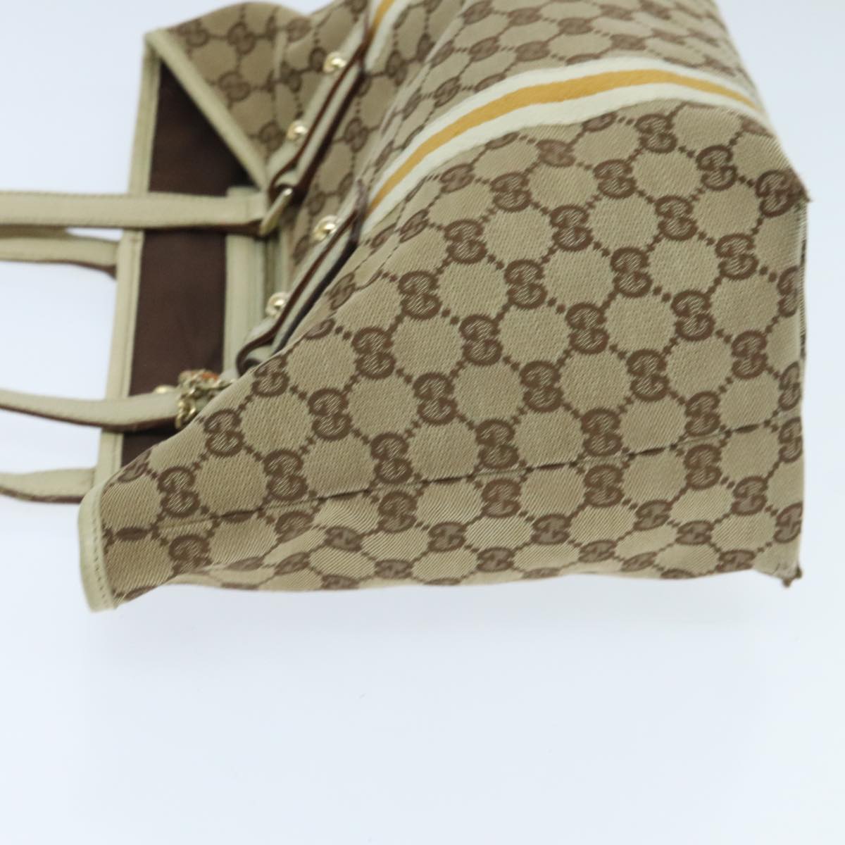 GUCCI GG Canvas Sherry Line Shoulder Bag Beige Gold yellow 137396 Auth 94655