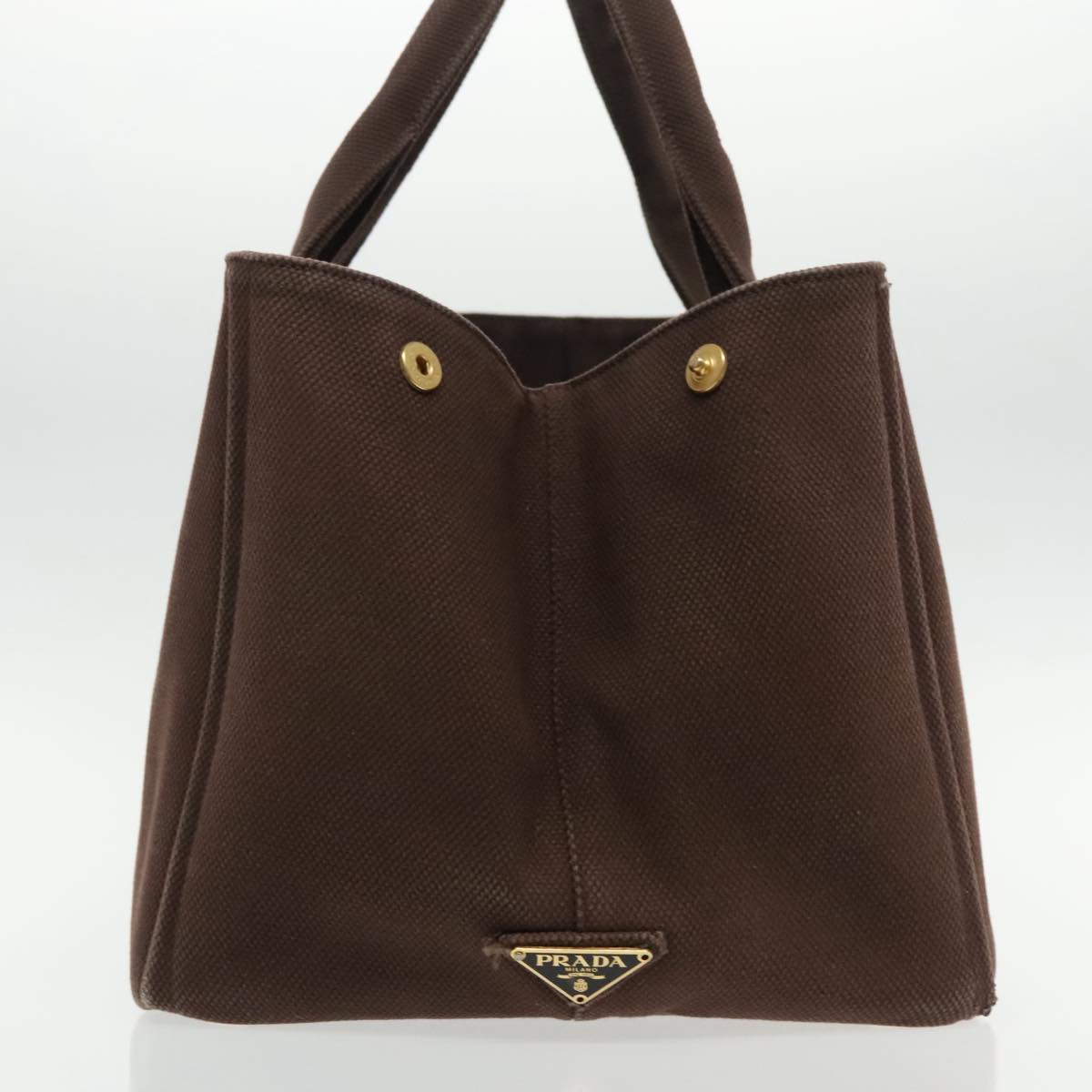 PRADA Canapa GM Hand Bag Canvas Brown Gold Auth 94664