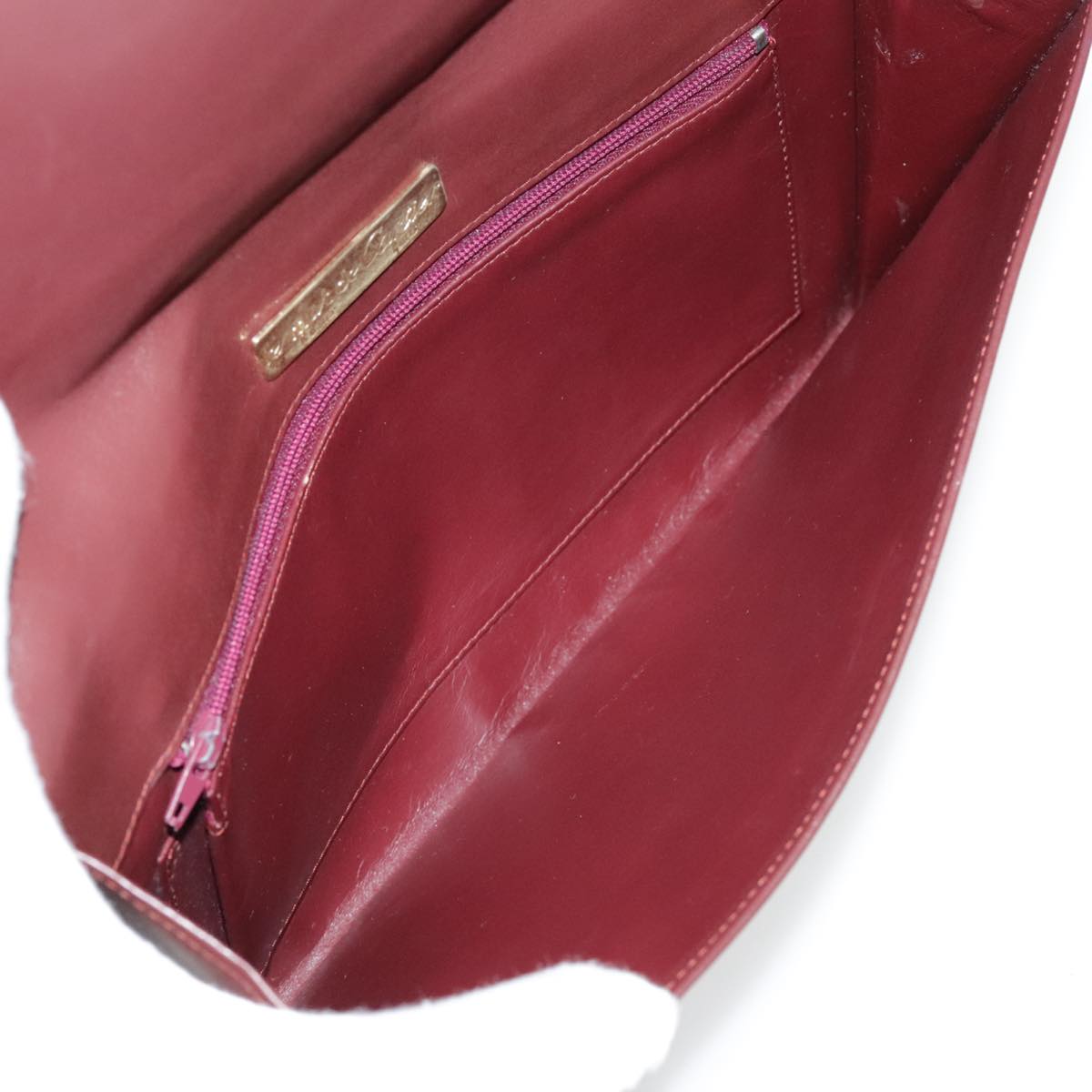 CARTIER Clutch Bag Leather Red Auth 94666