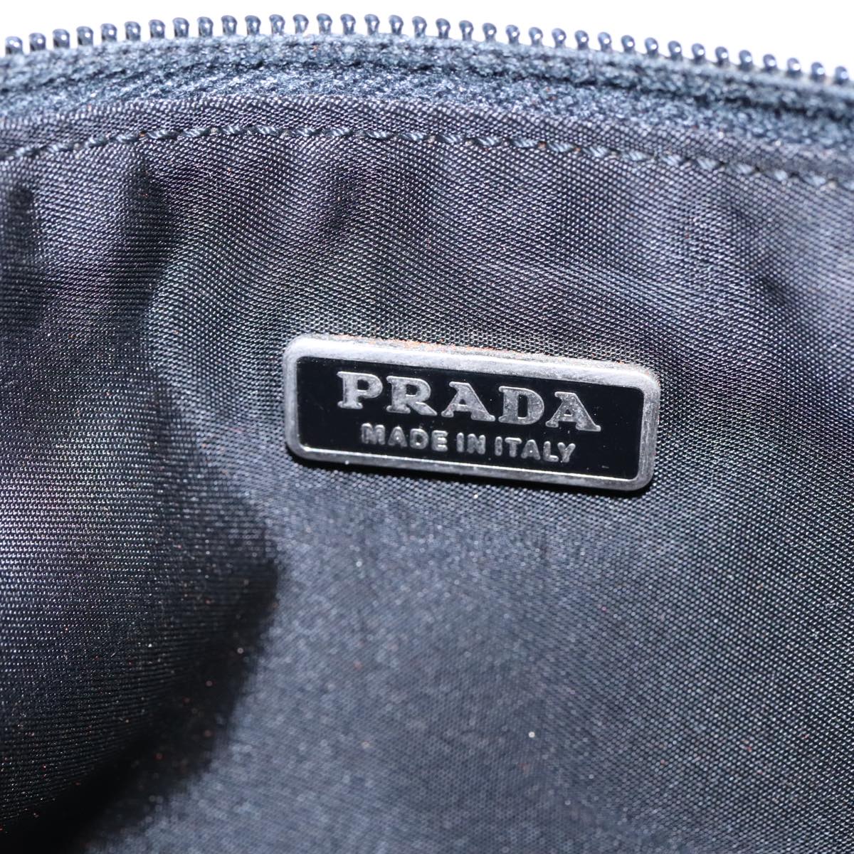 PRADA Accessory Pouch Nylon Black Silver Auth 94668