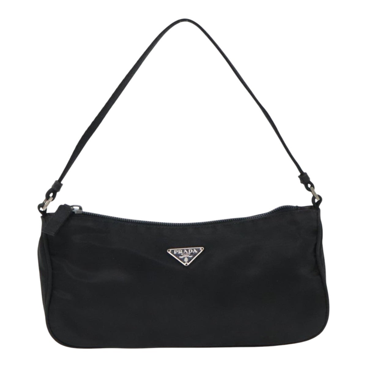 PRADA Accessory Pouch Nylon Black Silver Auth 94668 - 0