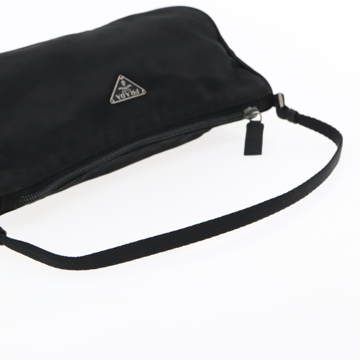 PRADA Accessory Pouch Nylon Black Silver Auth 94668