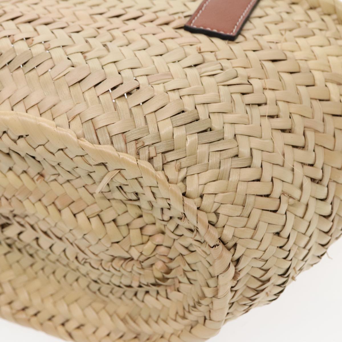 LOEWE Small Basket Hand Bag Straw Beige Auth 94671A