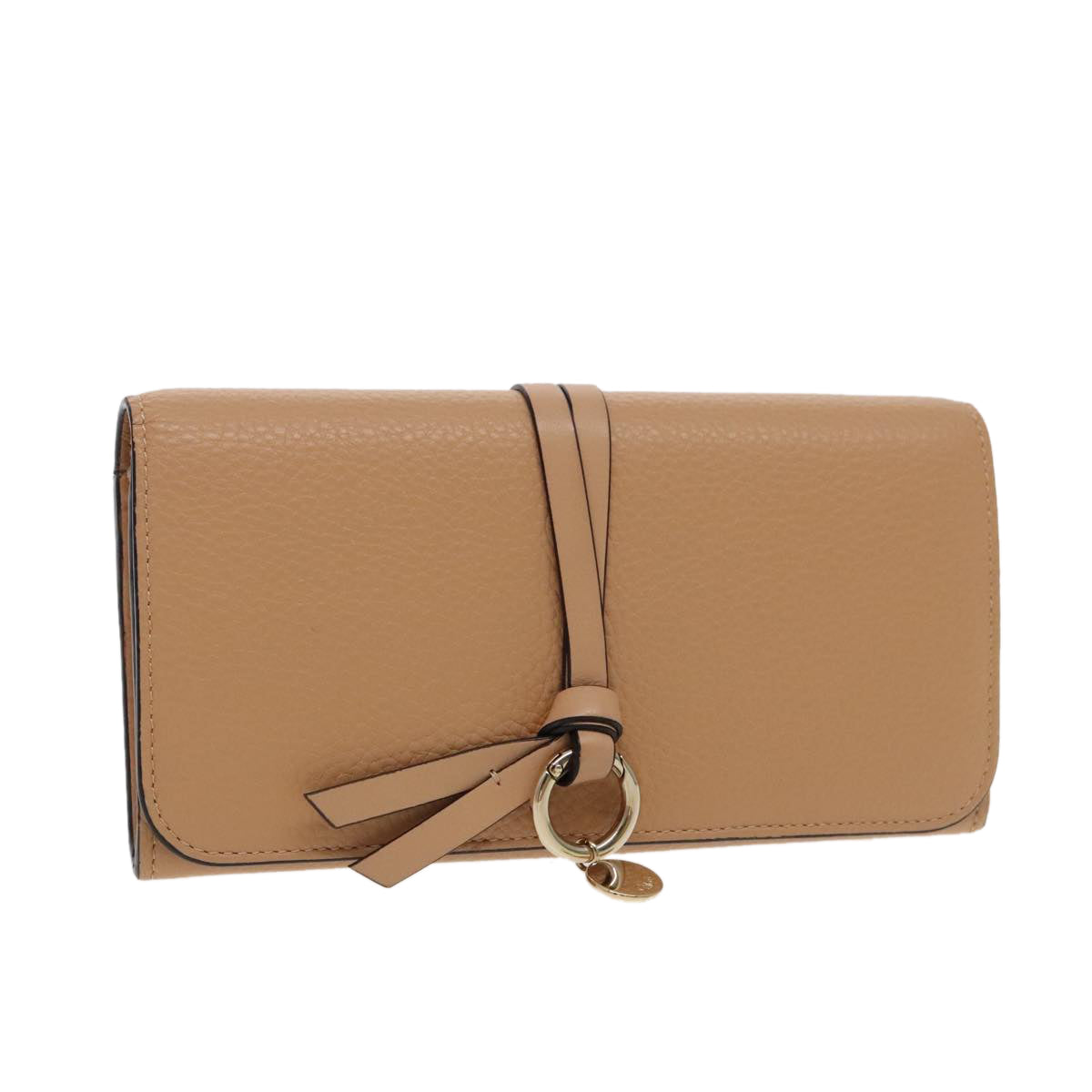 Chloe Long Wallet Leather Beige Gold Auth 94673