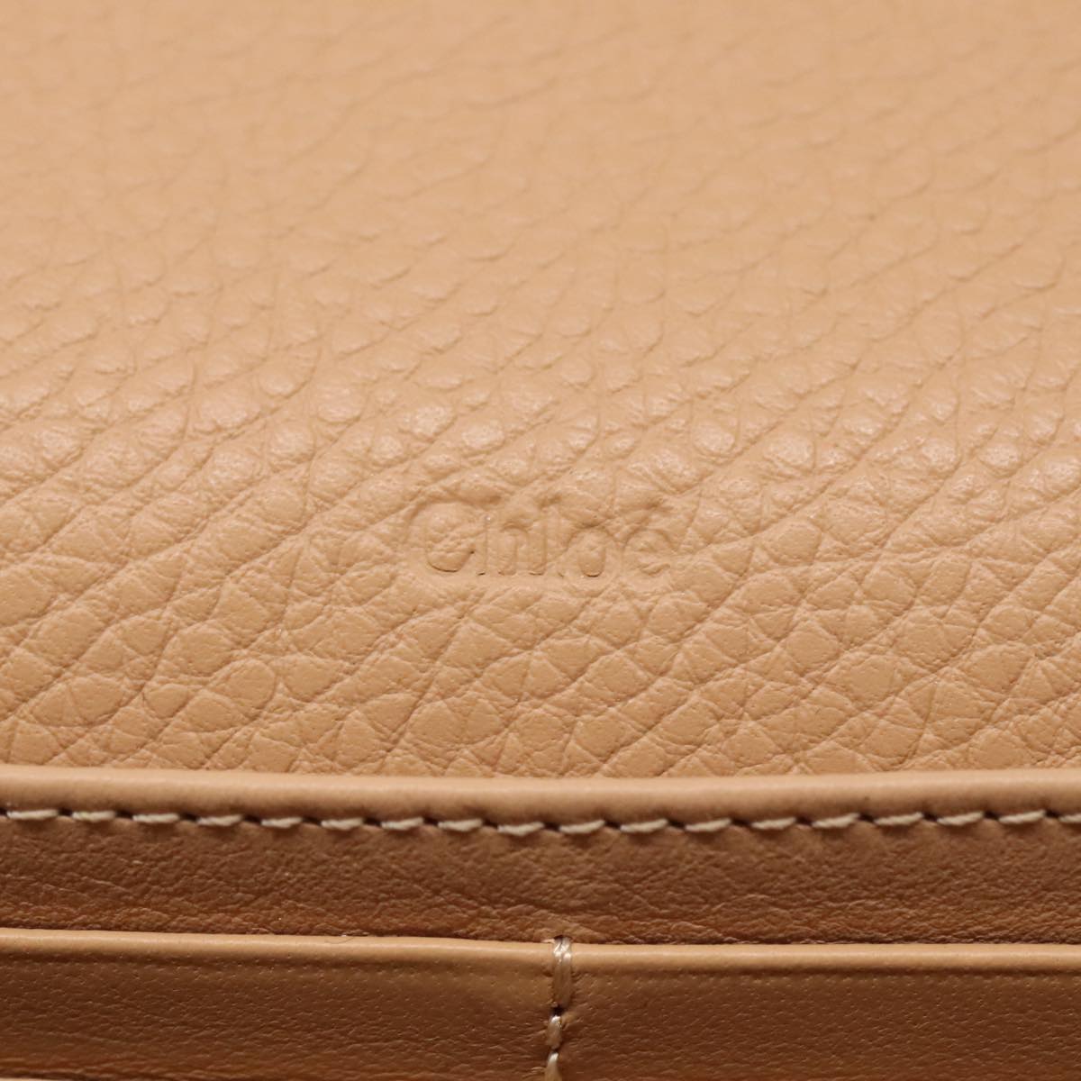 Chloe Long Wallet Leather Beige Gold Auth 94673