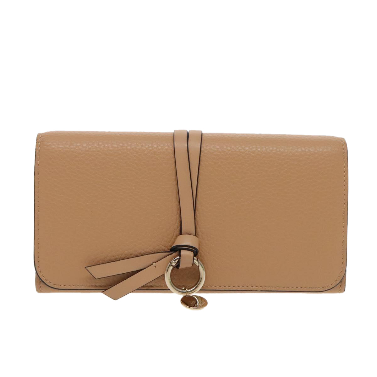 Chloe Long Wallet Leather Beige Gold Auth 94673