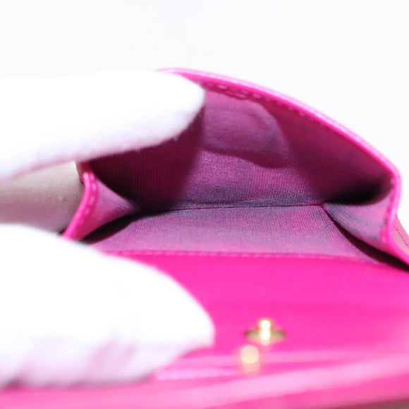 CHANEL Wallet Lamb Skin Pink Gold CC Auth 94678AM