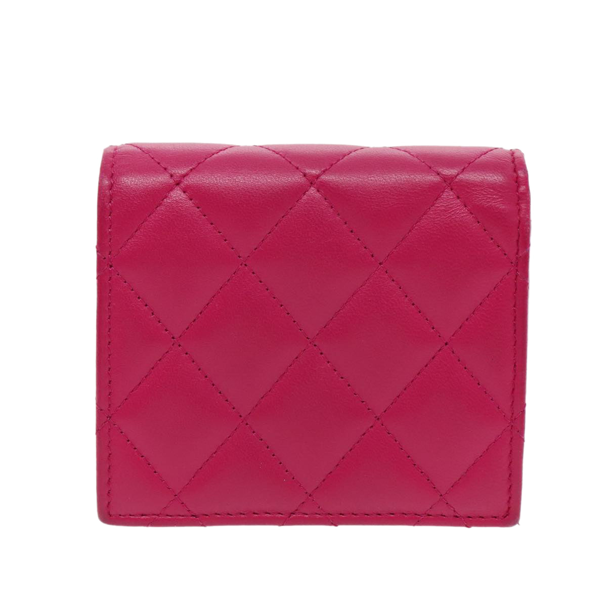 CHANEL Wallet Lamb Skin Pink Gold CC Auth 94678A - 0