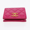 CHANEL Wallet Lamb Skin Pink Gold CC Auth 94678AM-6