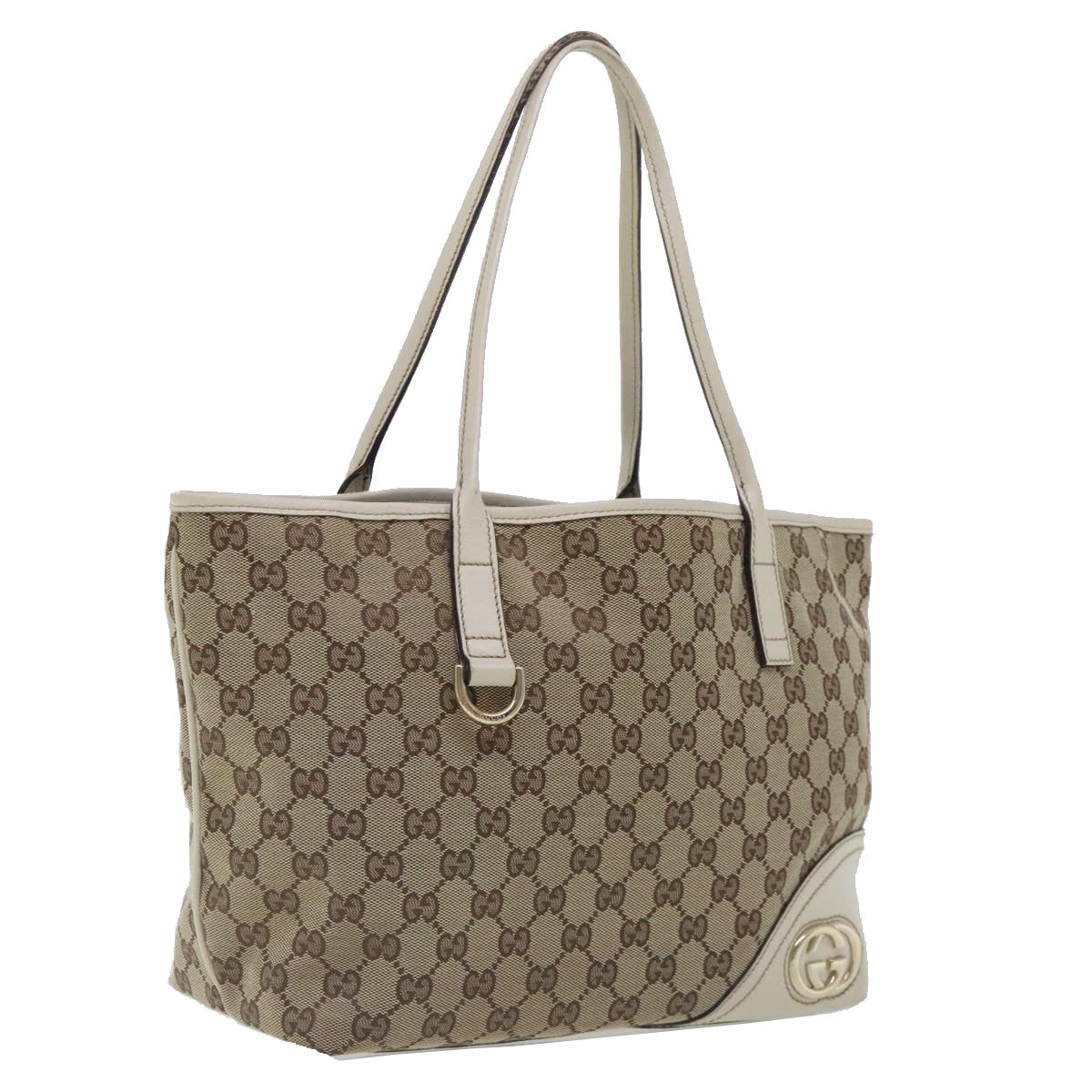 GUCCI GG Canvas Shoulder Bag Beige Gold 169946 Auth 94686