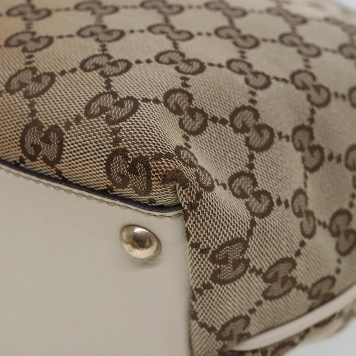 GUCCI GG Canvas Shoulder Bag Beige Gold 169946 Auth 94686