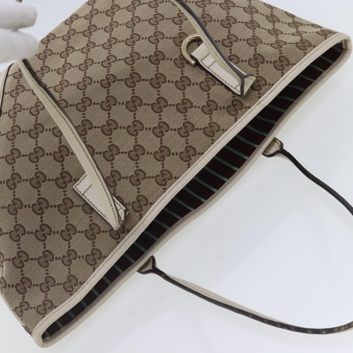 GUCCI GG Canvas Shoulder Bag Beige Gold 169946 Auth 94686