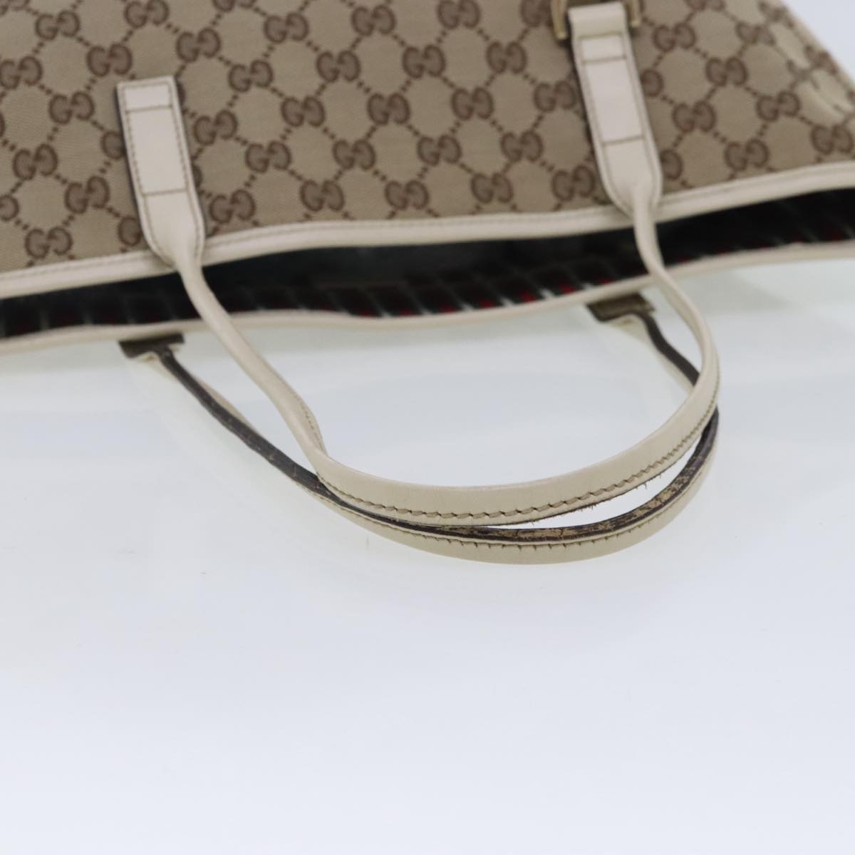 GUCCI GG Canvas Shoulder Bag Beige Gold 169946 Auth 94686