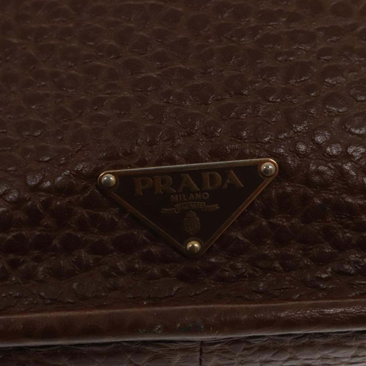 PRADA Hand Bag Leather Brown Auth 94695