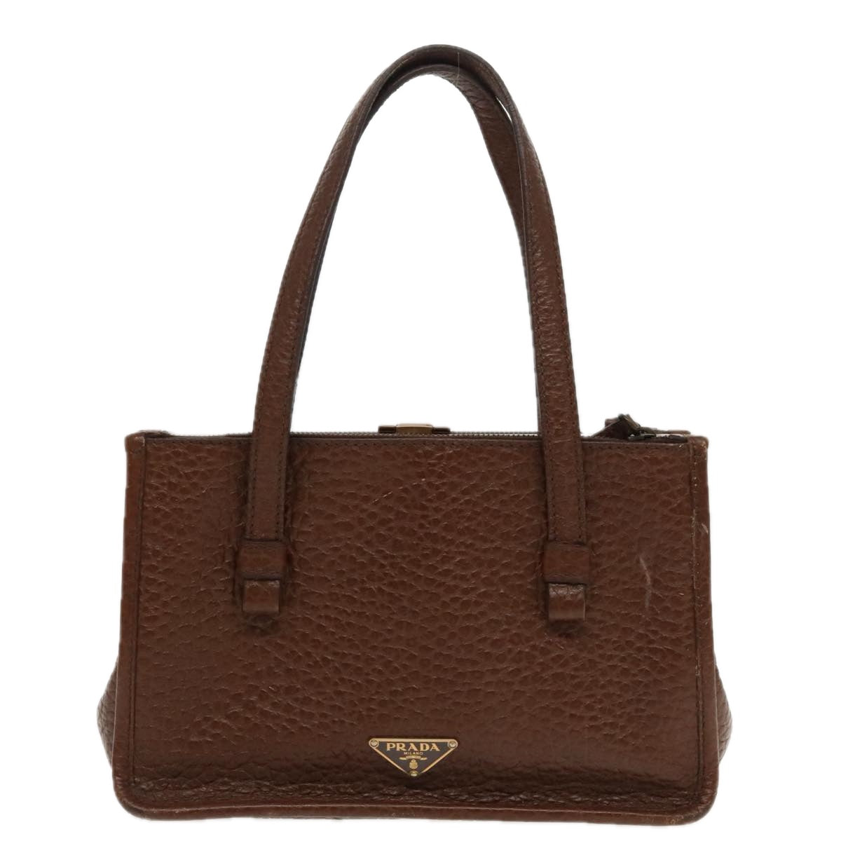 PRADA Hand Bag Leather Brown Auth 94695