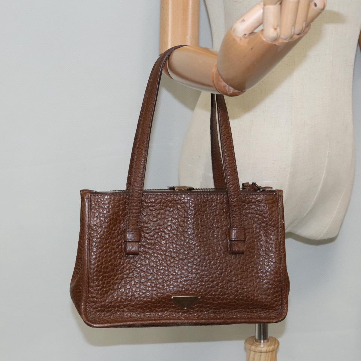 PRADA Hand Bag Leather Brown Auth 94695