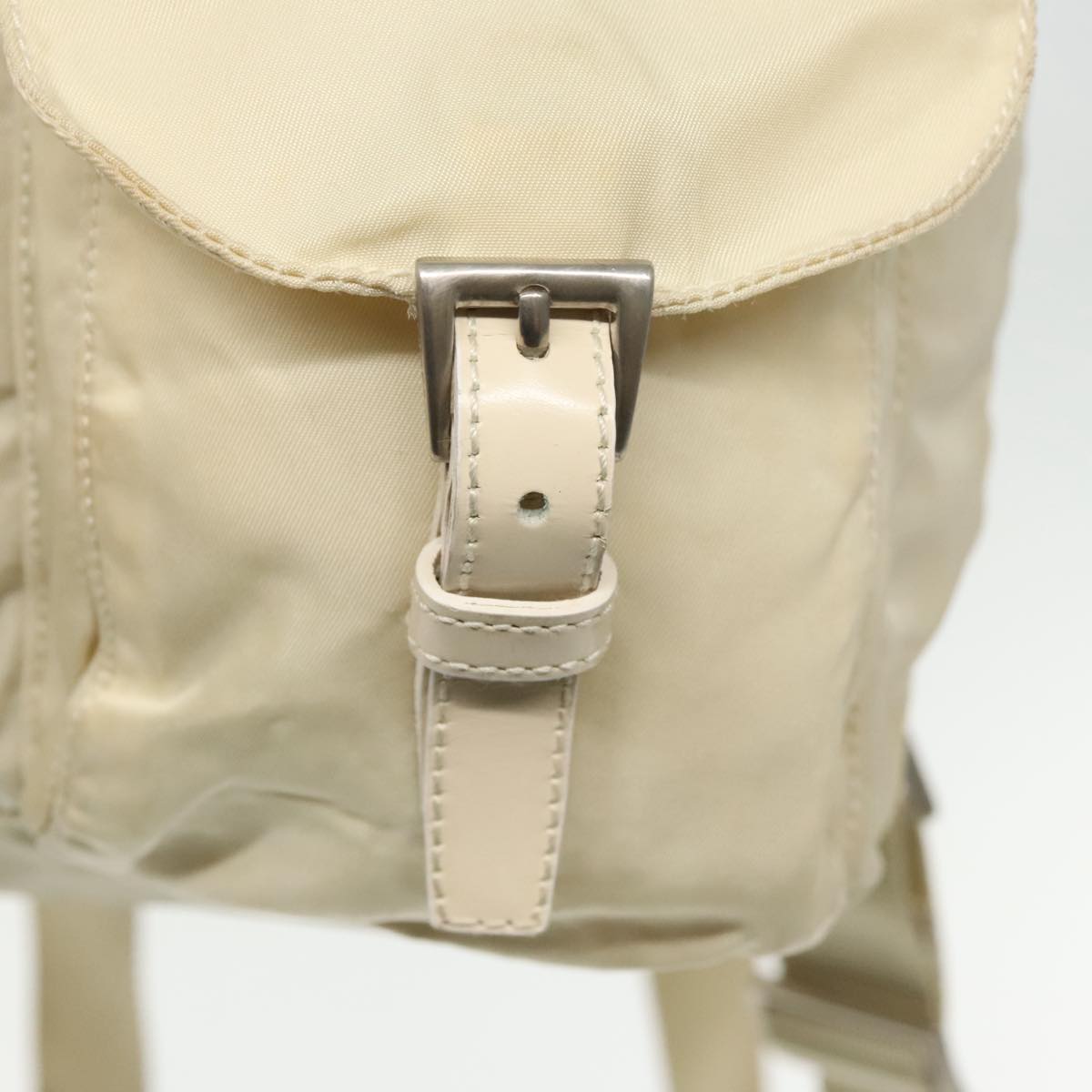 PRADA Backpack Nylon White Silver Auth 94696