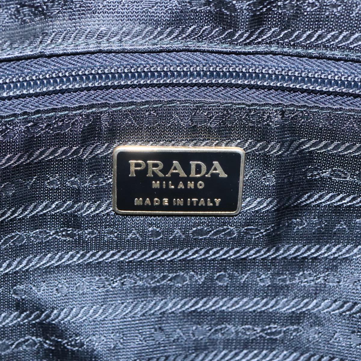 PRADA Hand Bag Nylon Leather Brown Gold Auth 94697