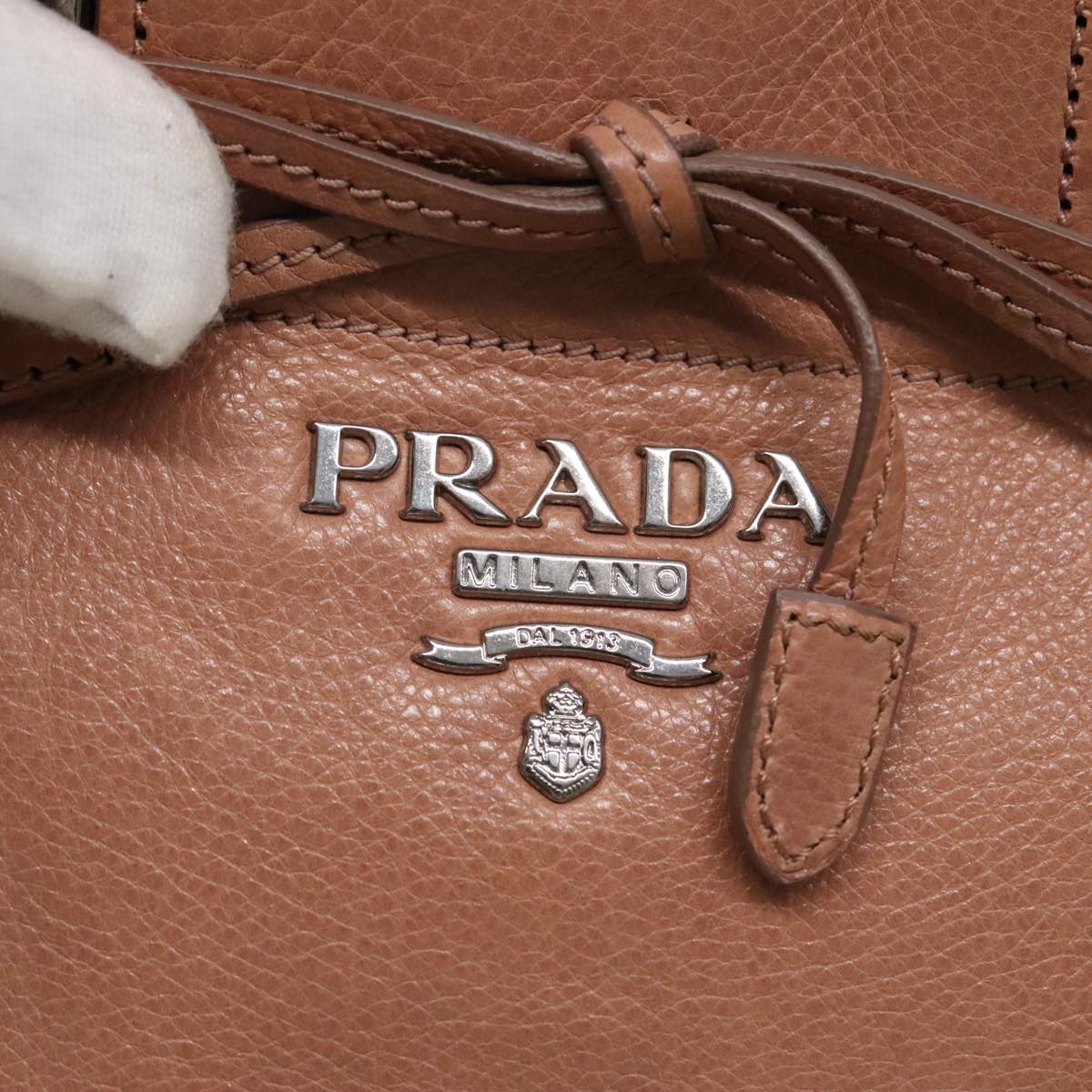 PRADA Hand Bag Leather 2way Pink Silver Auth 94700