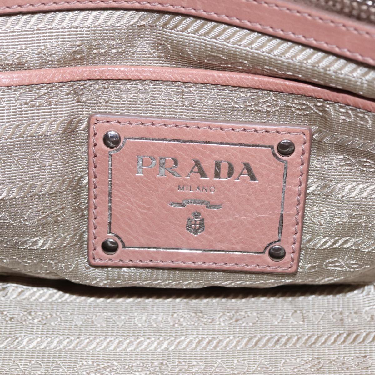 PRADA Hand Bag Leather 2way Pink Silver Auth 94700