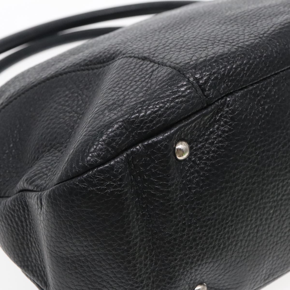 Salvatore Ferragamo Gancini Shoulder Bag Leather Black Silver Auth 94706