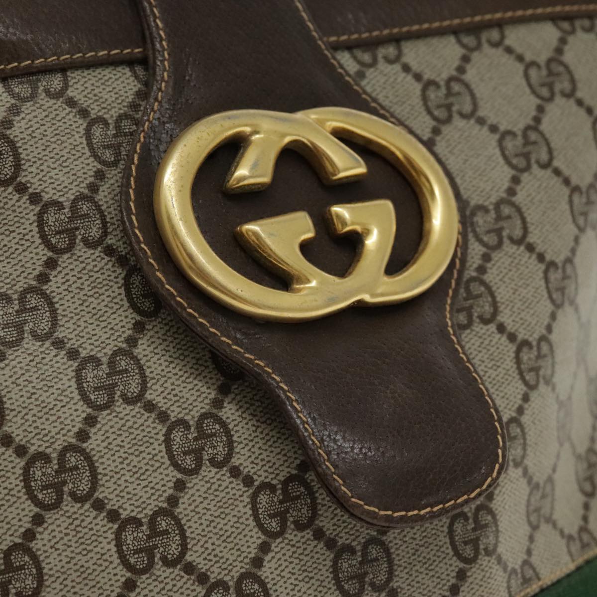 GUCCI GG Supreme Web Sherry Line Shoulder Bag PVC Beige Red Green Auth 94707