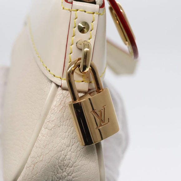 LOUIS VUITTON Suhari Lockit Clutch Bag Leather White M95629 LV Auth 94716V