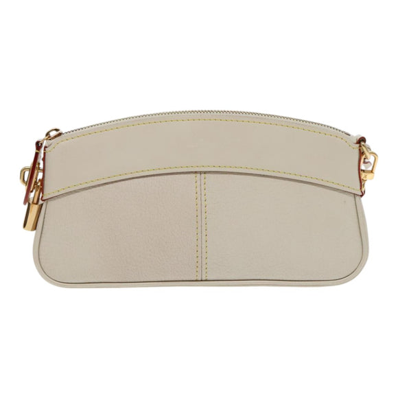 LOUIS VUITTON Suhari Lockit Clutch Bag Leather White M95629 LV Auth 94716V