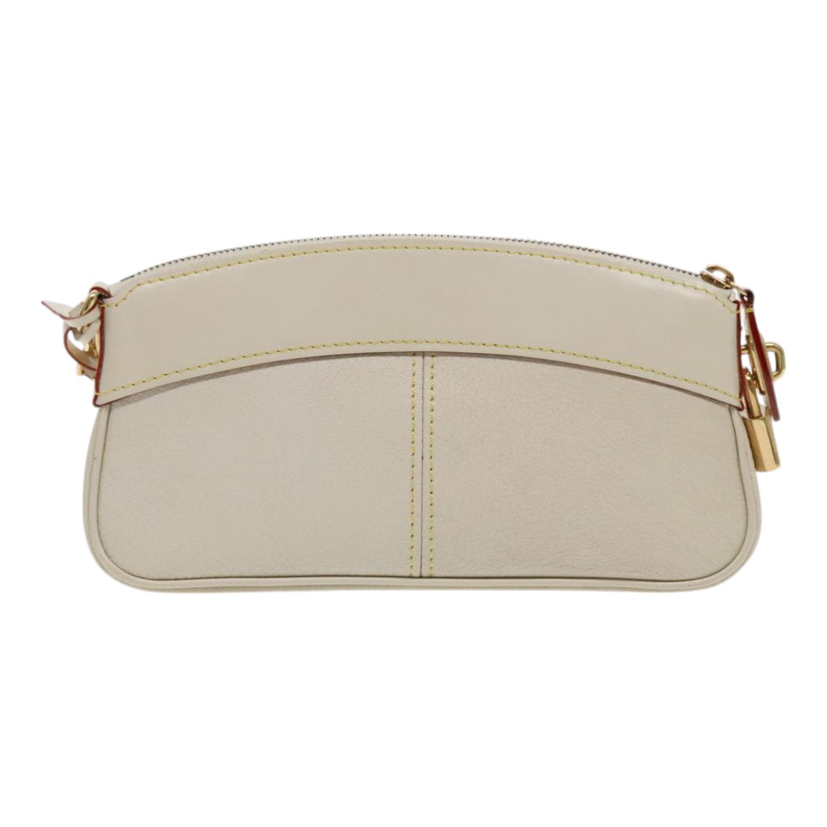 LOUIS VUITTON Suhari Lockit Clutch Bag Leather White M95629 LV Auth 94716A - 0