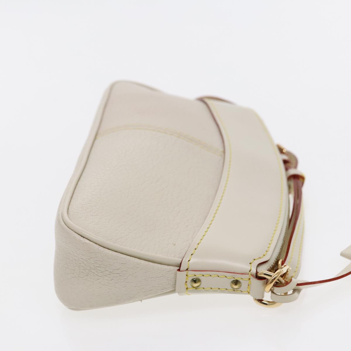 LOUIS VUITTON Suhari Lockit Clutch Bag Leather White M95629 LV Auth 94716A