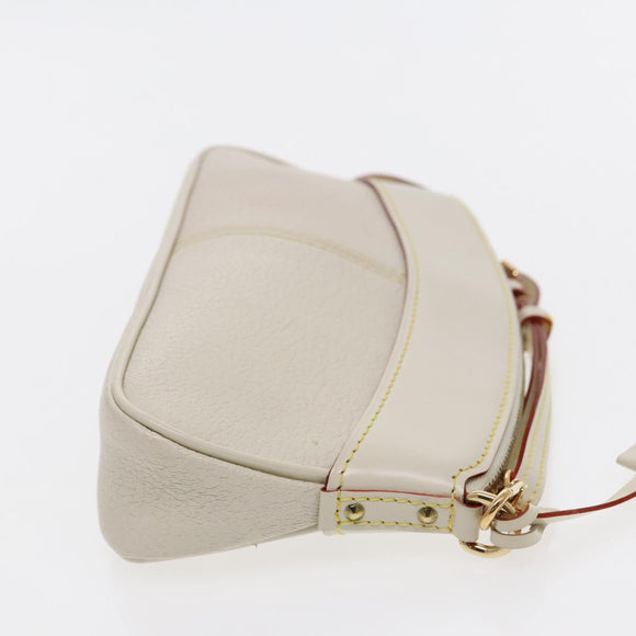 LOUIS VUITTON Suhari Lockit Clutch Bag Leather White M95629 LV Auth 94716V