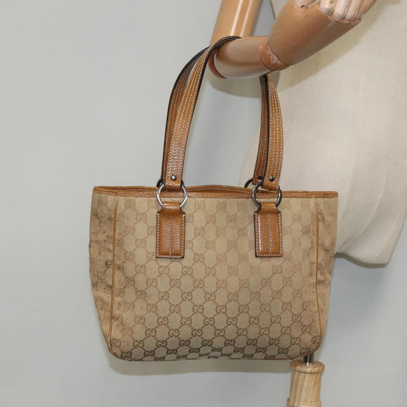 GUCCI GG Canvas Hand Bag Brown Silver 113019 3444 Auth 94718