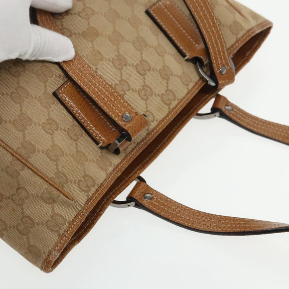 GUCCI GG Canvas Hand Bag Brown Silver 113019 3444 Auth 94718