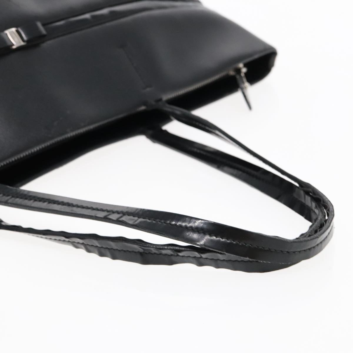 Salvatore Ferragamo Shoulder Bag Leather Black Silver Auth 94721