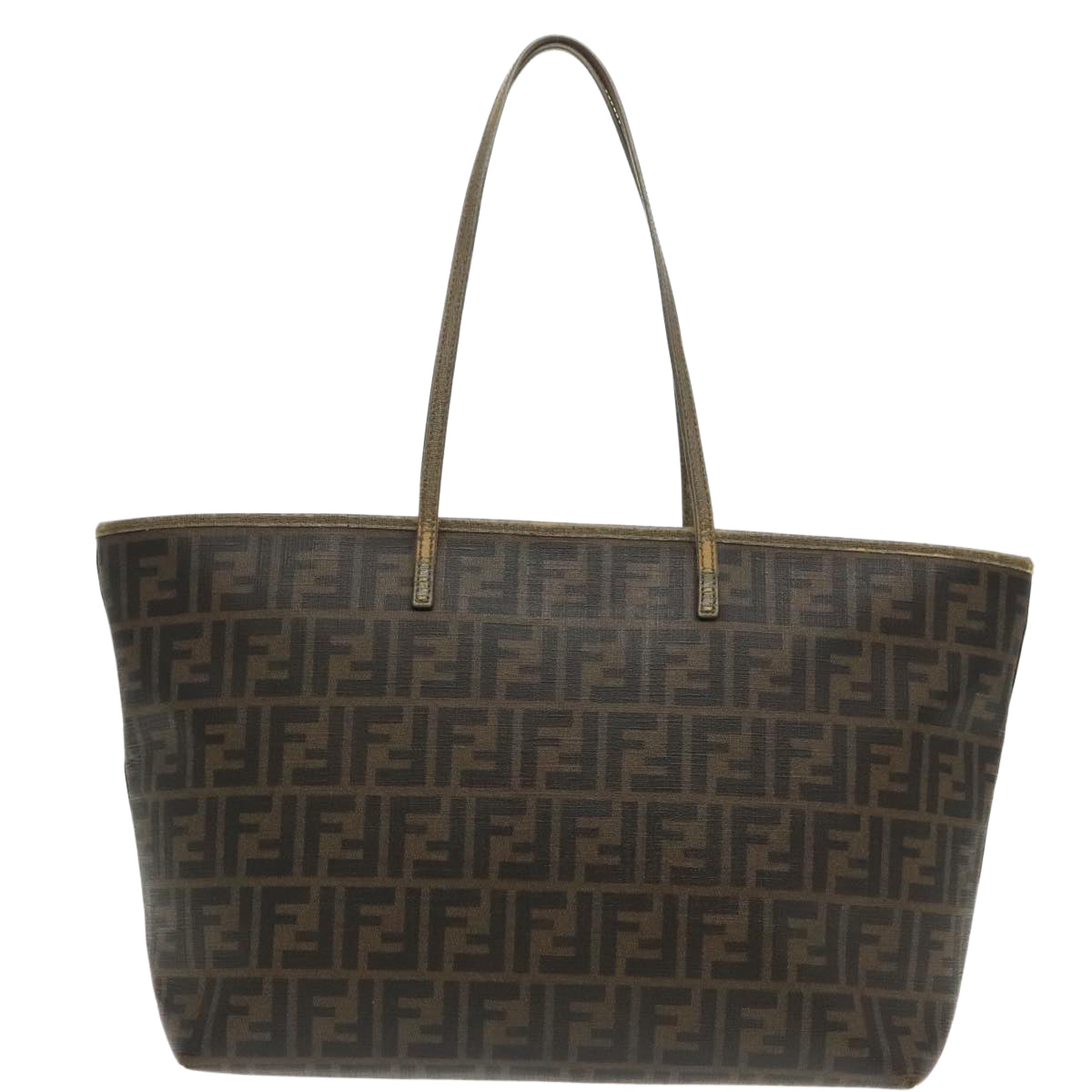 FENDI Zucca Canvas Tote Bag Brown Black Gold Auth 94724 - 0