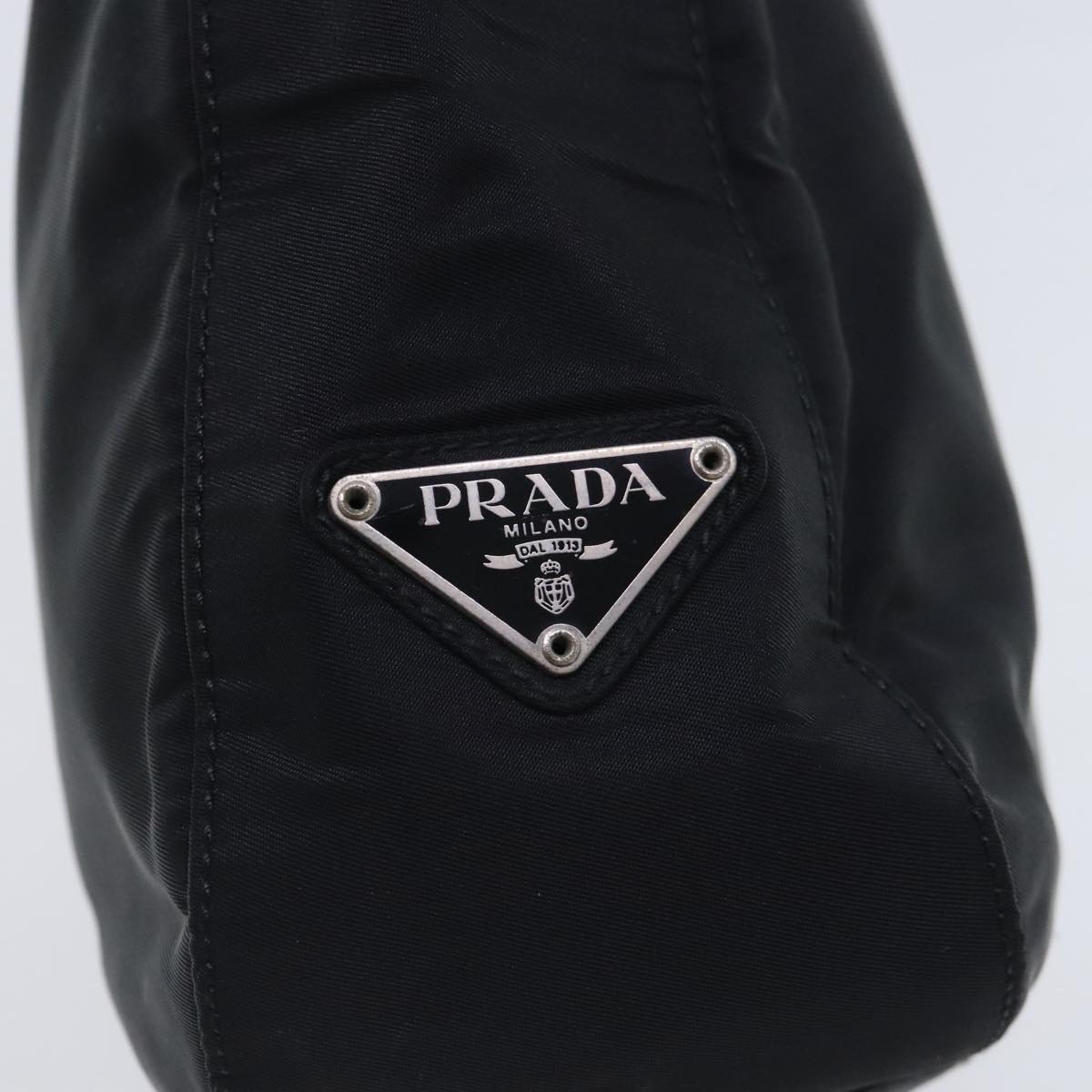 PRADA Hand Bag Nylon Plastic Black Silver Auth 94728