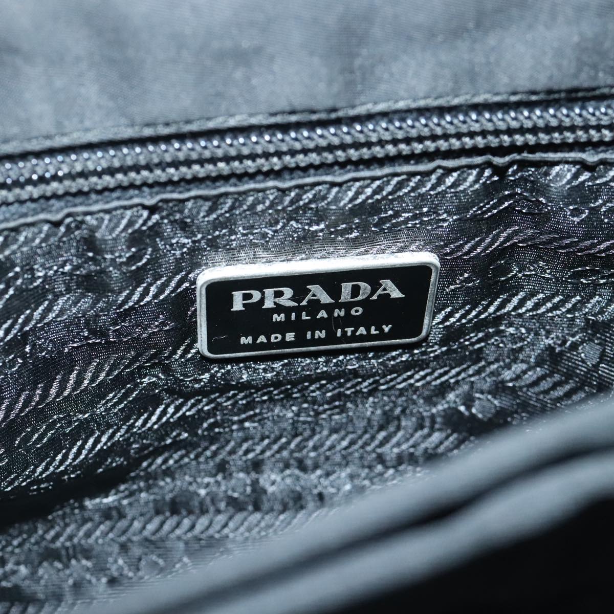 PRADA Hand Bag Nylon Plastic Black Silver Auth 94728