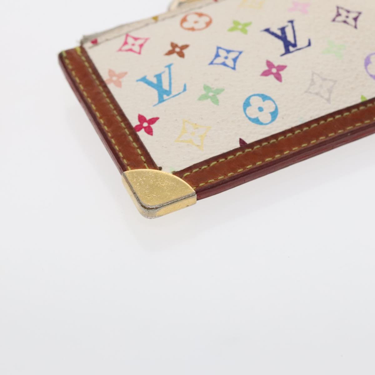 LOUIS VUITTON Monogram Multicolor Pochette Cles Purse White M92655 Auth 94730