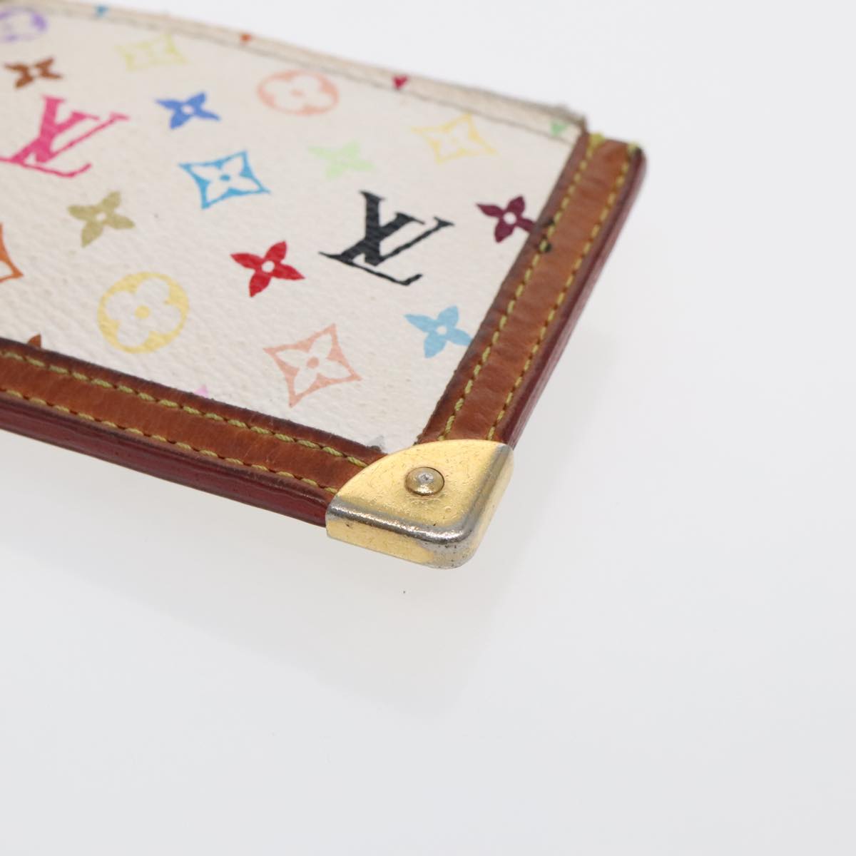 LOUIS VUITTON Monogram Multicolor Pochette Cles Purse White M92655 Auth 94730