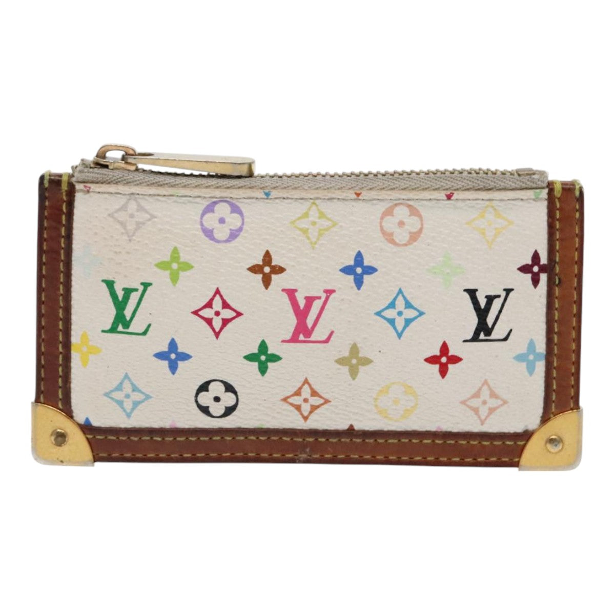 LOUIS VUITTON Monogram Multicolor Pochette Cles Purse White M92655 Auth 94730